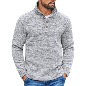 image:imageCOOFANDY Mens Casual Pullover Sweater Quarter Button Fleece Sweatshirt Knitted Thermal SweatersGrey