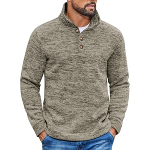 image:imageCOOFANDY Mens Casual Pullover Sweater Quarter Button Fleece Sweatshirt Knitted Thermal SweatersKhaki