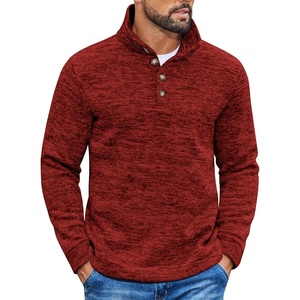 image:imageCOOFANDY Mens Casual Pullover Sweater Quarter Button Fleece Sweatshirt Knitted Thermal SweatersWine Red