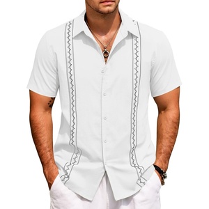 image:imageCOOFANDY Mens Cuban Guayabera Shirt Short Sleeve Casual Button Down Shirts Summer Beach Vacation ShirtsWhite