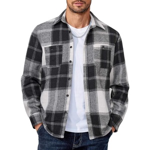 image:imageCOOFANDY Mens Flannel Shirts Long Sleeve Casual Cotton Plaid Button Down Shirt Jacket with PocketsGreywhite Plaid