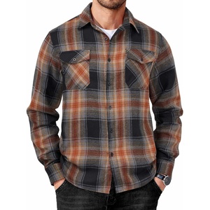 image:imageCOOFANDY Mens Flannel Shirts Long Sleeve Casual Plaid Button Down Shirt Cotton Shirt Cowboy Work Shirts with PocketsBlackorange