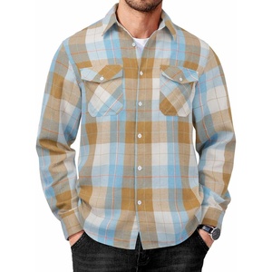 image:imageCOOFANDY Mens Flannel Shirts Long Sleeve Casual Plaid Button Down Shirt Cotton Shirt Cowboy Work Shirts with PocketsBluekhaki