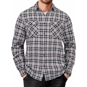 image:imageCOOFANDY Mens Flannel Shirts Long Sleeve Casual Plaid Button Down Shirt Cotton Shirt Cowboy Work Shirts with PocketsNavy Blue