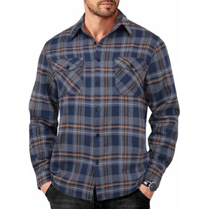 image:imageCOOFANDY Mens Flannel Shirts Long Sleeve Casual Plaid Button Down Shirt Cotton Shirt Cowboy Work Shirts with PocketsNavy Bluegrey