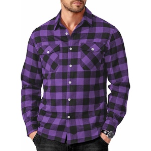 image:imageCOOFANDY Mens Flannel Shirts Long Sleeve Casual Plaid Button Down Shirt Cotton Shirt Cowboy Work Shirts with PocketsPurple