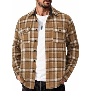 image:imageCOOFANDY Mens Flannel Shirts Long Sleeve Cotton Plaid Shirt Jacket Casual Button Down Shirt with PocketsBrown White