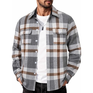 image:imageCOOFANDY Mens Flannel Shirts Long Sleeve Cotton Plaid Shirt Jacket Casual Button Down Shirt with PocketsGrey Brown