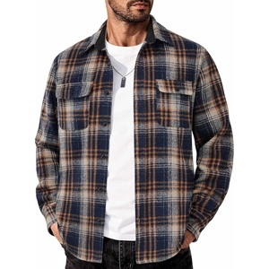 image:imageCOOFANDY Mens Flannel Shirts Long Sleeve Cotton Plaid Shirt Jacket Casual Button Down Shirt with PocketsNavy Blue Yellow