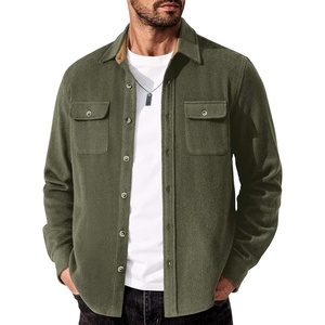 image:imageCOOFANDY Mens Flannel Shirts Long Sleeve Cotton Plaid Shirt Jacket Casual Button Down Shirt with PocketsSolid Army Green
