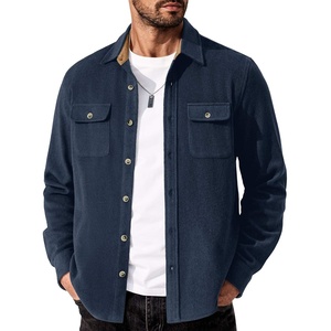 image:imageCOOFANDY Mens Flannel Shirts Long Sleeve Cotton Plaid Shirt Jacket Casual Button Down Shirt with PocketsSolid Navy Blue
