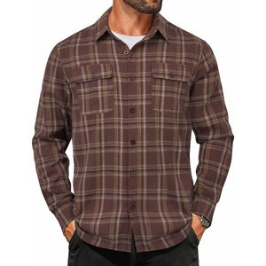 image:imageCOOFANDY Mens Flannel Shirts Long Sleeve Plaid Button Down Shirt Cotton Casual Work Shirts with PocketsCoffee