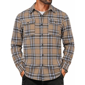 image:imageCOOFANDY Mens Flannel Shirts Long Sleeve Plaid Button Down Shirt Cotton Casual Work Shirts with PocketsKhaki