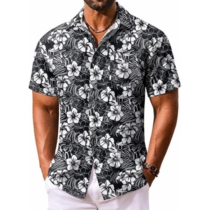 image:imageCOOFANDY Mens Hawaiian Shirt Short Sleeve Summer Button Down Shirts Tropical Vacation Beach Aloha Shirts with PocketBlack  White Flower