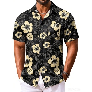 image:imageCOOFANDY Mens Hawaiian Shirt Short Sleeve Summer Button Down Shirts Tropical Vacation Beach Aloha Shirts with PocketBlack  Yellow Flower