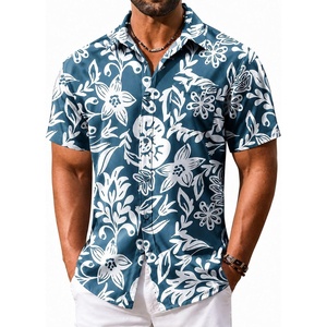 image:imageCOOFANDY Mens Hawaiian Shirt Short Sleeve Summer Button Down Shirts Tropical Vacation Beach Aloha Shirts with PocketDark Green  White Flower