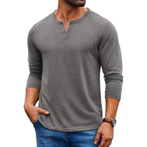 image:imageCOOFANDY Mens Henley Shirt Long Sleeve Casual Stretch Solid TShirts Fashion Pullover Lightweight Fall TopsLight Grey