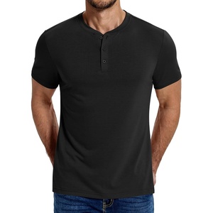 image:imageCOOFANDY Mens Henley Shirts Cotton Short Sleeve Casual TShirt for Men Button Henley Basic Tee Lightweight Summer TopAll Black