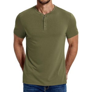 image:imageCOOFANDY Mens Henley Shirts Cotton Short Sleeve Casual TShirt for Men Button Henley Basic Tee Lightweight Summer TopArmy Green