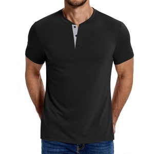 image:imageCOOFANDY Mens Henley Shirts Cotton Short Sleeve Casual TShirt for Men Button Henley Basic Tee Lightweight Summer TopBlack  Grey