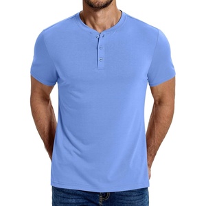 image:imageCOOFANDY Mens Henley Shirts Cotton Short Sleeve Casual TShirt for Men Button Henley Basic Tee Lightweight Summer TopLight Blue