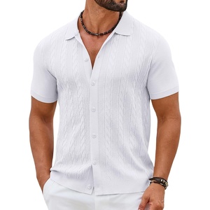 image:imageCOOFANDY Mens Knit Button Down Shirts Short Sleeve Polo Shirt Casual Vintage Summer Beach ShirtsWhite