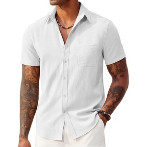 image:imageCOOFANDY Mens Linen Shirts Short Sleeve Button Down Shirt Casual Summer Beach Shirts with PocketWhite