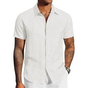 image:imageCOOFANDY Mens Linen Shirts Short Sleeve Casual Button Down Shirts Beach Summer Wedding TopsAll White