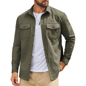 image:imageCOOFANDY Mens Long Sleeve Button Down Work Shirt with Flap PocketsArmy Green