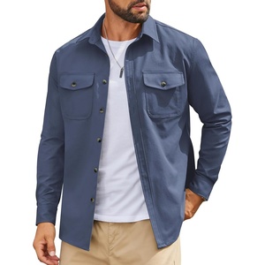 image:imageCOOFANDY Mens Long Sleeve Button Down Work Shirt with Flap PocketsGrey Blue