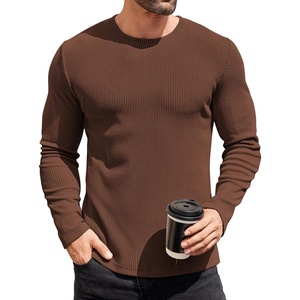 image:imageCOOFANDY Mens Long Sleeve Shirts Thermal TShirt Slim Fit Crewneck Sweater Knitted Pullover ShirtBrown