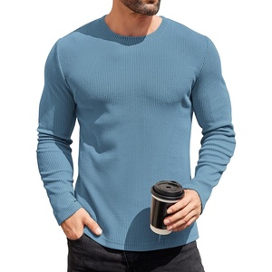 image:imageCOOFANDY Mens Long Sleeve Shirts Thermal TShirt Slim Fit Crewneck Sweater Knitted Pullover ShirtDark Blue