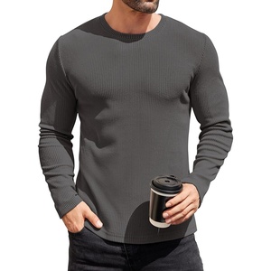 image:imageCOOFANDY Mens Long Sleeve Shirts Thermal TShirt Slim Fit Crewneck Sweater Knitted Pullover ShirtDark Grey