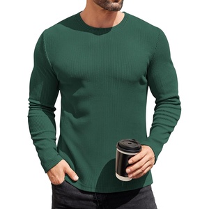 image:imageCOOFANDY Mens Long Sleeve Shirts Thermal TShirt Slim Fit Crewneck Sweater Knitted Pullover ShirtGreen