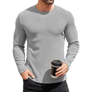image:imageCOOFANDY Mens Long Sleeve Shirts Thermal TShirt Slim Fit Crewneck Sweater Knitted Pullover ShirtLight Grey