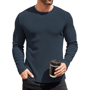 image:imageCOOFANDY Mens Long Sleeve Shirts Thermal TShirt Slim Fit Crewneck Sweater Knitted Pullover ShirtNavy