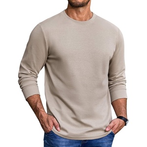 image:imageCOOFANDY Mens Long Sleeve Tee Shirts Heavy Weight Cotton Crew Neck TShirt Regular Fit Casual Basic TeesKhaki