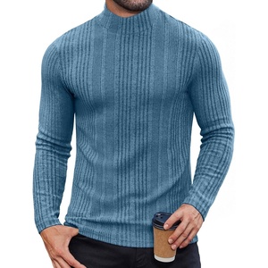 image:imageCOOFANDY Mens Mock Turtleneck Long Sleeve Shirts Fleece Ribbed Thermal Pullover Slim Fit Basic TShirtsBlue