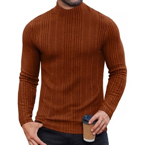 image:imageCOOFANDY Mens Mock Turtleneck Long Sleeve Shirts Fleece Ribbed Thermal Pullover Slim Fit Basic TShirtsCaramel