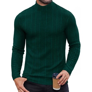 image:imageCOOFANDY Mens Mock Turtleneck Long Sleeve Shirts Fleece Ribbed Thermal Pullover Slim Fit Basic TShirtsGreen