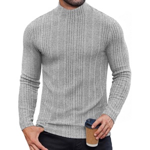 image:imageCOOFANDY Mens Mock Turtleneck Long Sleeve Shirts Fleece Ribbed Thermal Pullover Slim Fit Basic TShirtsLight Grey