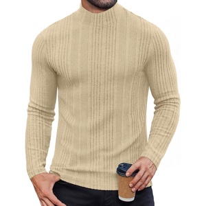 image:imageCOOFANDY Mens Mock Turtleneck Long Sleeve Shirts Fleece Ribbed Thermal Pullover Slim Fit Basic TShirtsLight Khaki