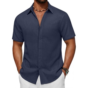 image:imageCOOFANDY Mens Short Sleeve Button Down Shirt Casual Cotton Beach Shirts  SoftBreathableLightweightButton UpEasy CareBeachSummer ShirtsVacation WearCruiseTravelWeddingPartyFamliy PhotoNavy Blue