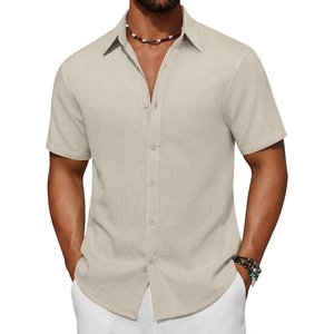 image:imageCOOFANDY Mens Short Sleeve Button Down Shirt Casual Cotton Beach Shirts  SoftBreathableLightweightButton UpEasy CareBeachSummer ShirtsVacation WearCruiseTravelWeddingPartyFamliy PhotoKhaki