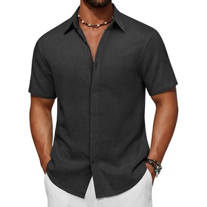 image:imageCOOFANDY Mens Short Sleeve Button Down Shirt Casual Cotton Beach Shirts  SoftBreathableLightweightButton UpEasy CareBeachSummer ShirtsVacation WearCruiseTravelWeddingPartyFamliy PhotoBlack