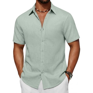 image:imageCOOFANDY Mens Short Sleeve Button Down Shirt Casual Cotton Beach Shirts  SoftBreathableLightweightButton UpEasy CareBeachSummer ShirtsVacation WearCruiseTravelWeddingPartyFamliy PhotoLight Green