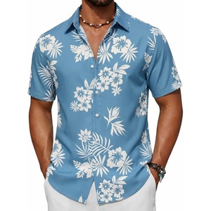 image:imageCOOFANDY Mens Short Sleeve Button Down Shirt Casual Cotton Beach Shirts  SoftBreathableLightweightButton UpEasy CareBeachSummer ShirtsVacation WearCruiseTravelWeddingPartyFamliy PhotoBluewhite Flower