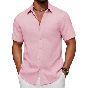image:imageCOOFANDY Mens Short Sleeve Button Down Shirt Casual Cotton Beach Shirts  SoftBreathableLightweightButton UpEasy CareBeachSummer ShirtsVacation WearCruiseTravelWeddingPartyFamliy PhotoPink