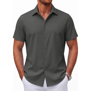 image:imageCOOFANDY Mens Short Sleeve Button Down Shirts Casual Summer Shirt Untucked Dress ShirtsDeep Green