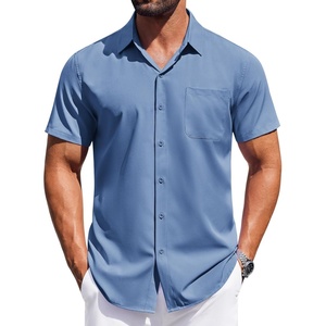 image:imageCOOFANDY Mens Short Sleeve Button Down Shirts Wrinkle Free Dress Shirt for Men Casual Untucked Shirt with PocketCaptain Blue
